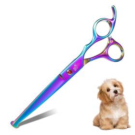 Drgskl Scissors02-straight 7 Inch Straight Dog Grooming Scissors Rainbow Shears With Offset Handle