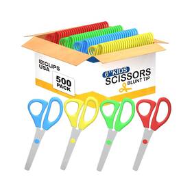 E-clips Usa 41532 Kid Scissors Blunt Tip 500 Pack Bulk For Kids Assorted Colors Sc