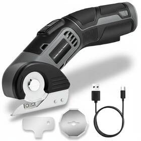 Eiguoerl 607605297998 4v Cordless Electric Scissors Lightweight Rotary Cutter With 2 Blades And Usb