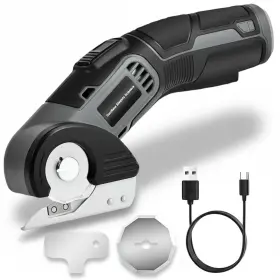 Eiguoerl 607605297998 4v Cordless Electric Scissors Lightweight Rotary Cutter With 2 Blades And Usb