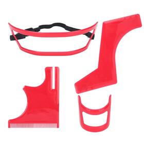 Estink Estinka4wc9h6rgb Beard Shaping Tool Kit 4pcs Styling Cutting Hairline Grooming Red Plas