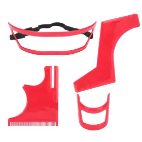 Estinka4wc9h6rgb Estink Beard Shaping Tool Kit 4pcs Styling Cutting Hairline Grooming Red Plas