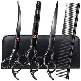 Faigeo 24020711 Professional Dog Grooming Scissors Set Stainless Steel 5 In 1 Black
