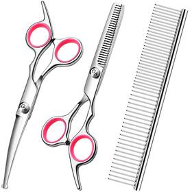 Faigeo 635411816911 Dog Grooming Scissors With Safety Round Tips Stainless 4 In 1 Pink