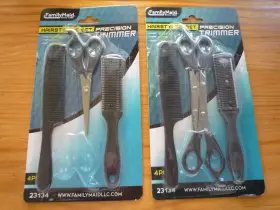 23134 Family Maid Hair Styling Sets 2 Combs With Handle 3 Pr Scissors Cutting Shears