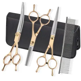 Usfcwj001-5pcs-gold Fcysy Dog Grooming Kit - Hair Scissors Thinning Shears Set For Dogs And Cats