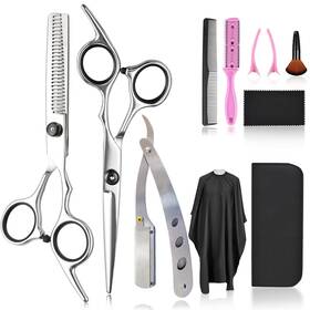 Fcysy Usflfj001-eleven-black Kit De Barberia Profesional Con Tijeras Y Capa Para El Cabello Pelo Nabajas