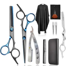 Usflfj002-eleven-blue Fcysy Professional Barber Scissors Set - Hair Cutting Kit With Thinning S