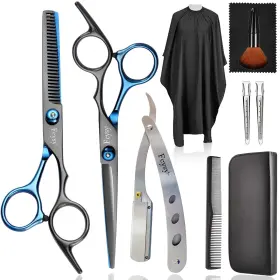 Usflfj002-ten-blue Fcysy Hair Cutting Scissors Haircut Shears Kit Professional Barber Set Hai