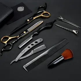 Usflfj003-eleven-gold Fcysy Professional Hair Shears Thinning Scissors Set Barber Cutting Sc