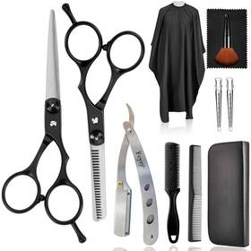 Fcysy Usfpjset001-eleven-black Professional Hair Scissors - Texturizing Shears Kit 11 Pcs For Stylists