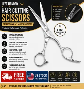 Zpj-601 Fcysy Left Handed Hair Cutting Scissors Professional 6 Inch Barber Haircut Salon