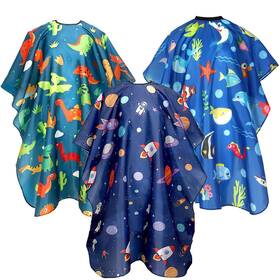 Febsnow 125-6877-q 3 Pack Kids Hair Cutting Cape Professional Hairdressing Salon Fo