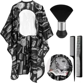 4376 Febsnow Professional Barber Cape With Neck Duster Brush Large Hair Cutting Ca