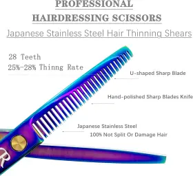 Feng Chun 445021431465 Professional Hair Cutting Shears Set 6 Inch Barber Scissors Kit