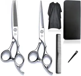 Fengchuns 445001847842 Hair Cutting Scissors And Thinning Kit 6.5 Inch Professional Salon