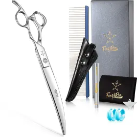 Qd-t1 Fengliren High-end Professional Dog Grooming Curved Scissors Pet Shears 8 Inches
