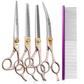 Fenice Peak 710436655490 7 Professional Dog Grooming Scissors Set Rose Gold 440 Fenice Peak 710436655490 7 Professional Dog Grooming Scissors Set Rose Gold 440