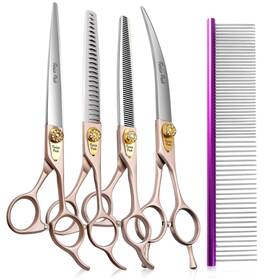 Fenice Peak 710436655506 7.5 Professional Dog Grooming Scissors Set Rose Gold 4