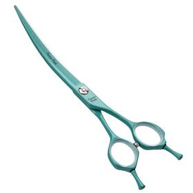 Fenice Peak 710436656152 Curved Dog Grooming Scissors With Cyan Color Coating 440c Stainle