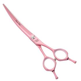 Fenice Peak Femc-7-p Curved Dog Grooming Scissors With Pink Color Coating 440c Stainle