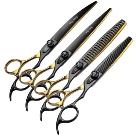 X-hj-zuhe-7 Fenice Peak 7ftft Black And Gold Two-color Dog Grooming Scissors Set ... Fast Ship