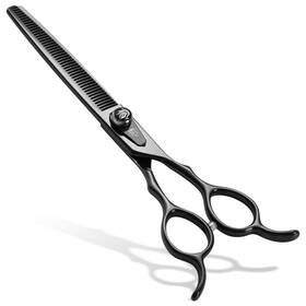 Fenice Totem Ay70 Dog Grooming Scissors 7.5 Inch Bright Black Pet Thinning Shears Made Of Japa