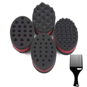 Fiabc 669819017106 Set Of 4 Big Holes Hair Brush Sponge Twist Wave Barber Tool For Dreads Afro L