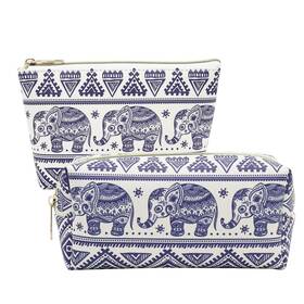 Fitini Cd-f002 2 Pack Portable Makeup Bag Elephant Travel Small Zipper Cosmetic Bags