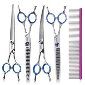 Fogosp 745746943739 Left Handed Dog Grooming Scissors Kit 8 In Professional Curved Thinning Strai