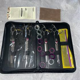 Fogosp 784039744561 Dog Grooming Scissors Set 7.5 In Professional Curved Thinning Straight Chunke