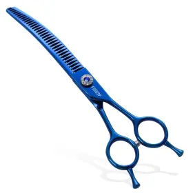 Fobucc-7.25 Fogosp Professional Curved Chunkers Shears Dog Grooming 7.25ftft Blue Thinning