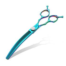 Fogosp Foqfmd-7.5-bg Professional Curved Thinning Shears Dog Grooming Scissors 7.5ftft Blue Green Cu