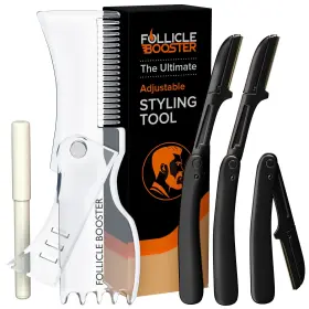Fb0039 Follicle Booster Beard Shaper Kit - Complete Shaping And Styling Tool Transparent Adjustable S