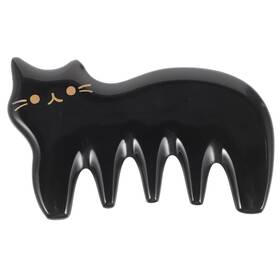 Fomiyes 1p1202ez5ea18m3f Ox Horn Gua Sha Scalp Massager Comb - 5-tooth Black Scraping Tool For Head N