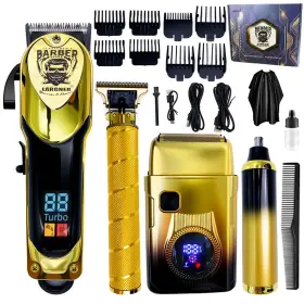 Gentlemens Barber Shop Largner Haircuts&shaves 707933188385 Hair Clippers For Men Professional - 4 In 1 Electric Shaver Razor Kit Wit