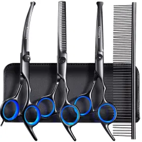 Dy-46lg-3sy5 Gimars Dog Grooming Scissors Kit Professional 4cr With Safety Round Tip 5 Inch