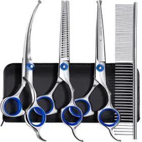 Gim-8765 Gimars Professional 5 In 1 Grooming Scissors For Dogs 4cr With Safety Round T
