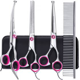 Gimars Xmjtz01-p Dog Grooming Scissors Kit 5-in-1 Professional Pink 5 In 1