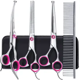 Xmjtz01-p Gimars Dog Grooming Scissors Kit 5-in-1 Professional Pink 5 In 1