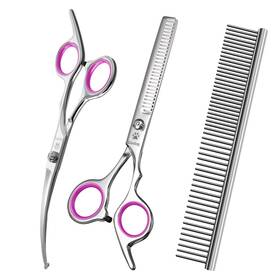 Gladog Gl-2pcs-65-pi Professional 4 In 1 Dog Grooming Scissors Set With 6.5 Inch Pink