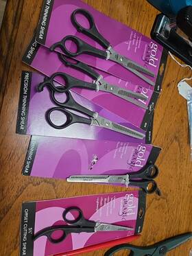 Gold Magic Ss70-lfty 28 Tooth Left Handed Thinning Shear Lot Of 4 And 1 Cutting New
