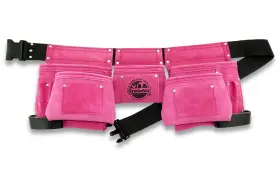 Ds1118 Graintex 8 Pocket Pink Tool Belt In Suede Leather With 2 Inch Webbing B