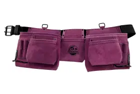 Ds2035 Graintex 11 Pocket Professional Suede Leather Tool Belt Bag Purple Colo