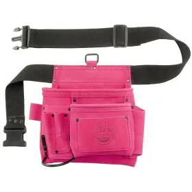 Ss2081 Graintex 5 Pocket Suede Leather Tool Belt/bag Pink Multipurpose T