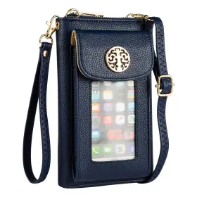 Heaye 781621530212 Small Crossbody Purse Cell Phone Wristlet Wallet For Women Rfid Middle Navy