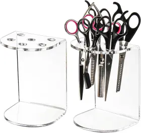 H-acrylicshearholder-2pc Hedume 2 Pack 6 Holes Clear Acrylic Scissors Holder Rack Salon Shear Ba