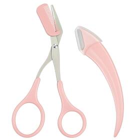 Heyiminy 745978887207 Eyebrow Scissors With Comb Trimmer Stainless Steel Pink