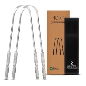 Hokin 060900971027 Tongue Scraper For Adults By 2pcs Oral Care Pack Stainless Steel Tong