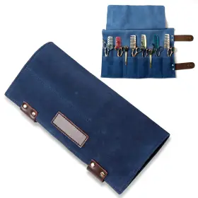 Honey Joy 060874905677 Salon Scissors Bag Roll Up 12 Pockets Genuine Leather Stylist Grooming Scisso